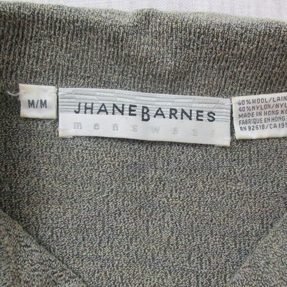 Jhane Barnes Polo Shirt Mens Medium Gray Wool Blend Golf Performance Long Sleeve - Picture 3 of 8